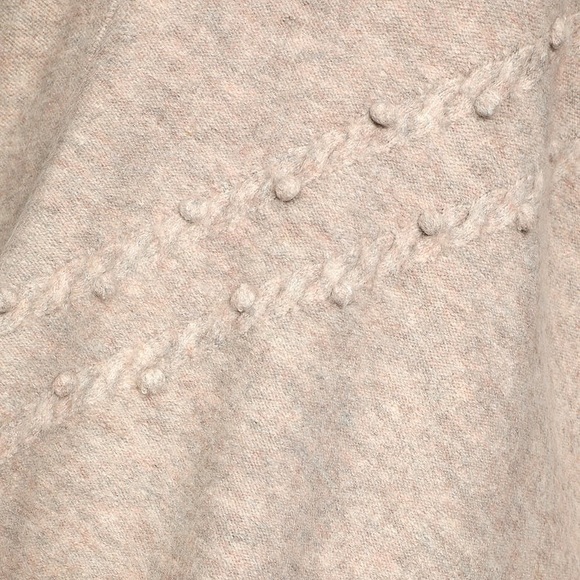 NEW Taupe Pom Pom Knit Mock Neck Poncho - Picture 5 of 5